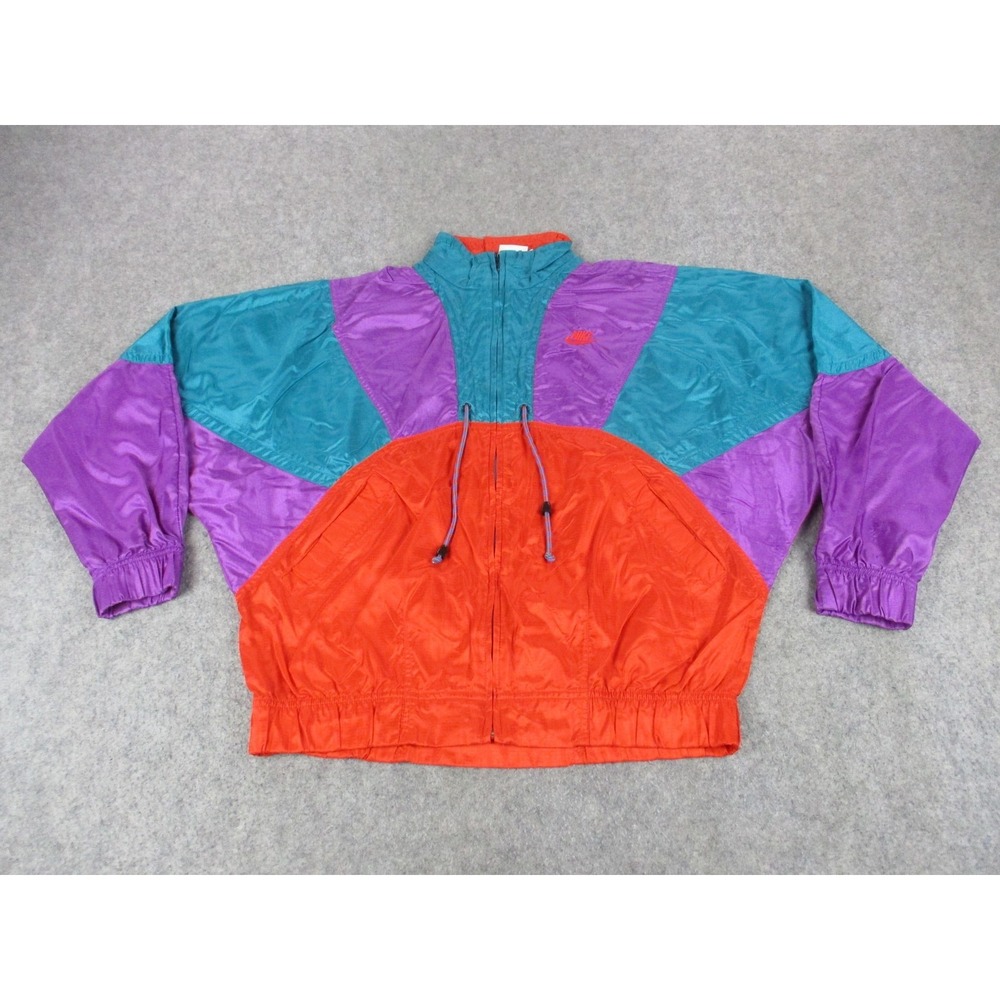 VINTAGE Nike Jacket Womens Extra Large Red Elite Colorblock Windbreaker Zip 90s